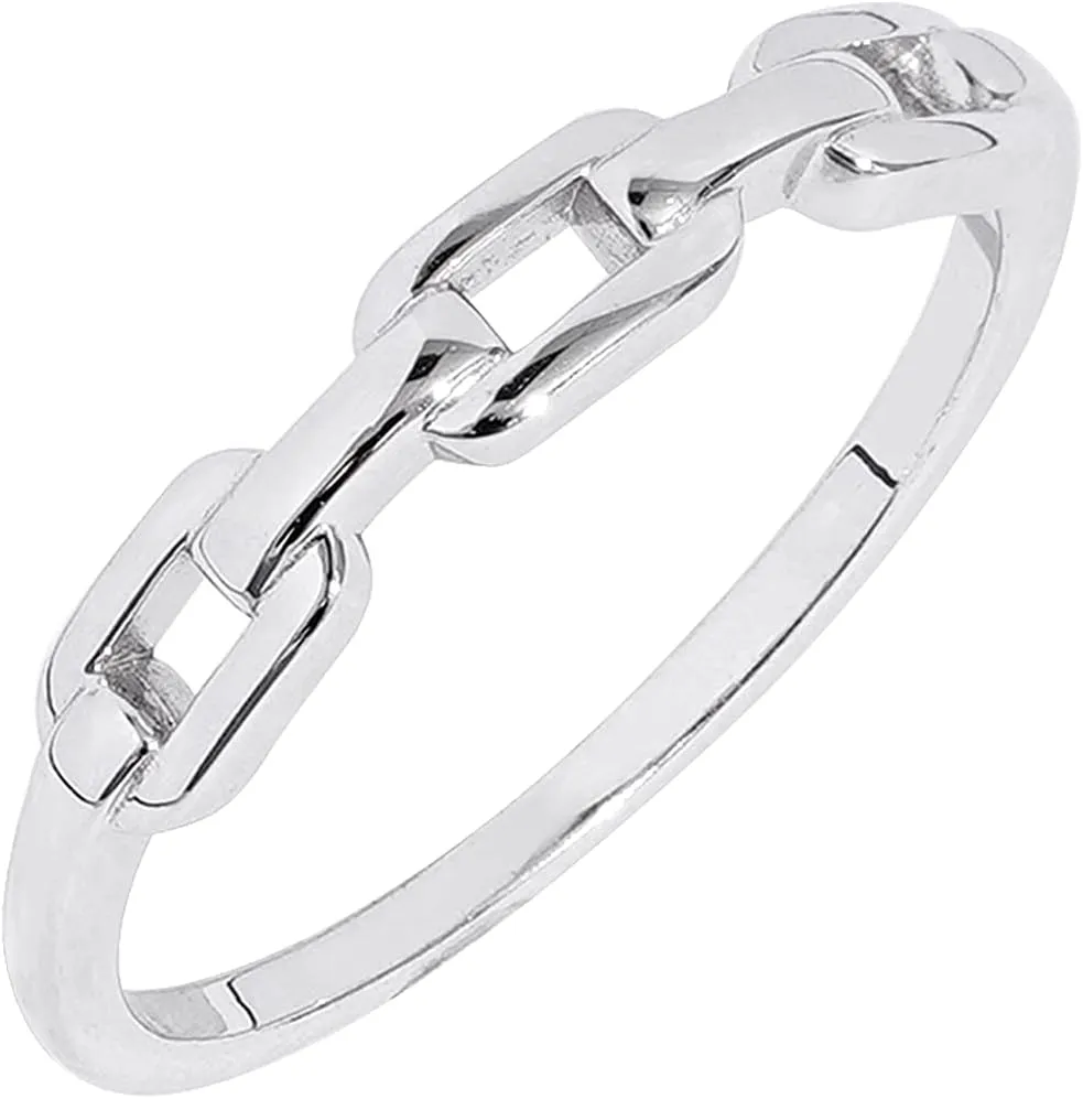 Amazon Essentials Plated Sterling Silver Chain Link Accent Ring
