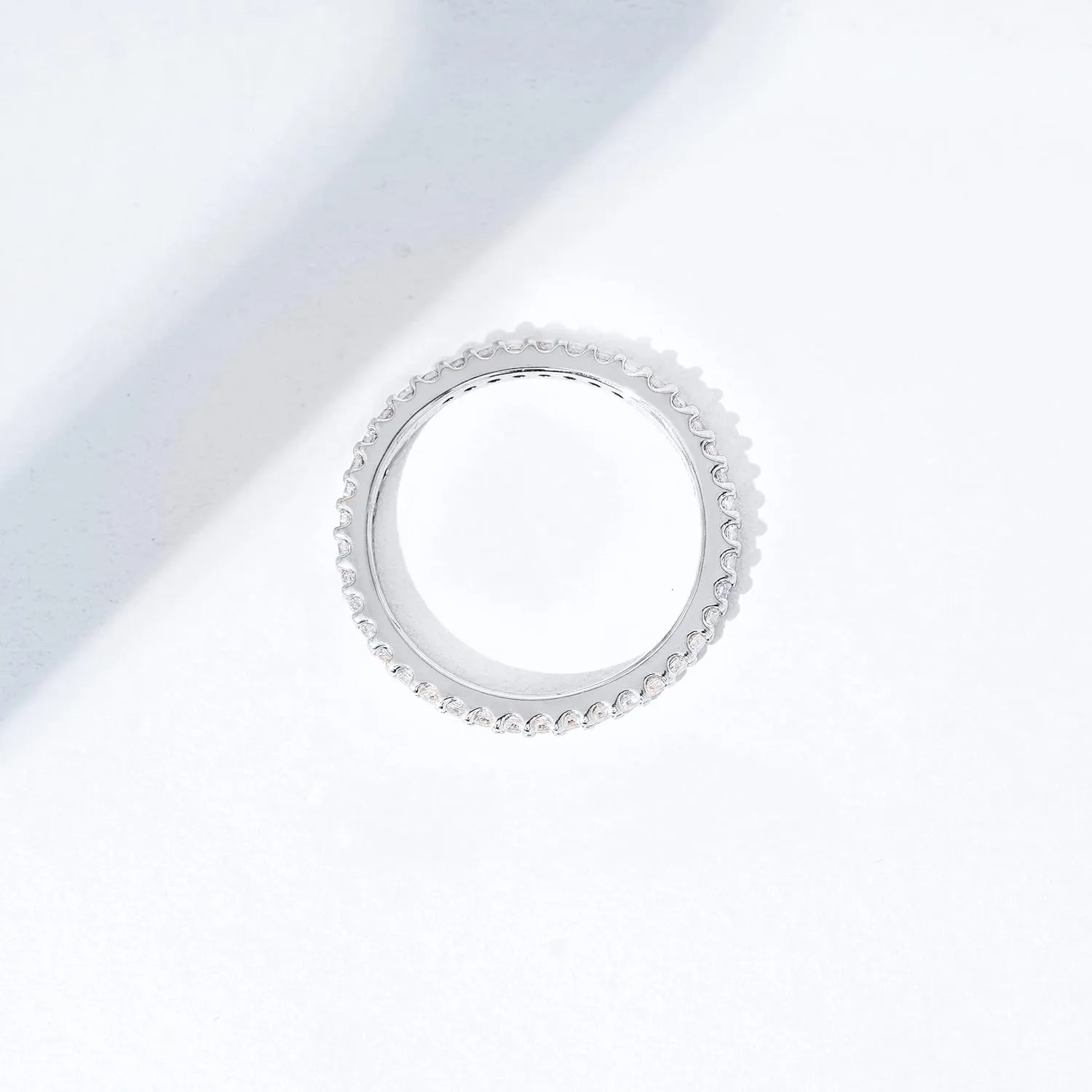 Amazon Essentials Rhodium Plated Single Row Pave Stackable Eternity Ring Size