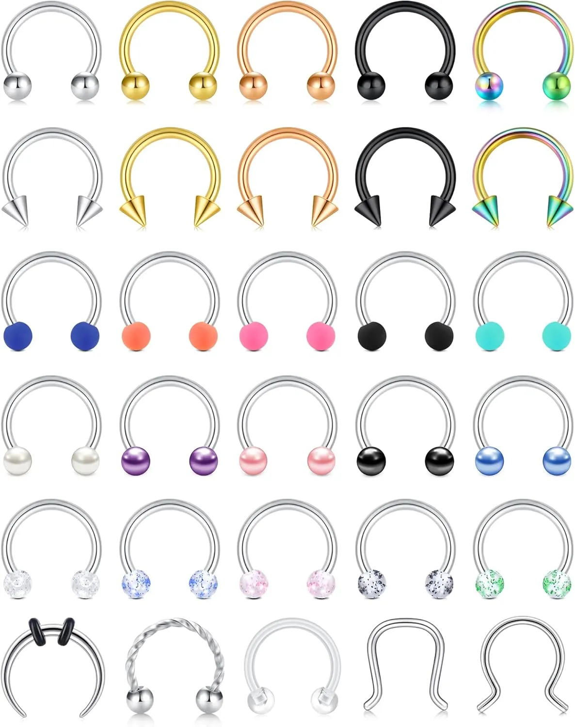 Anicina 16G Septum Rings Hoop Jewelry Nose Ring Horseshoe Stainless Steel Cartilage Earrings Helix Tragus Piercing
