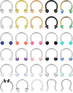 Anicina 16G Septum Rings Hoop Jewelry Nose Ring Horseshoe Stainless Steel Cartilage Earrings Helix Tragus Piercing