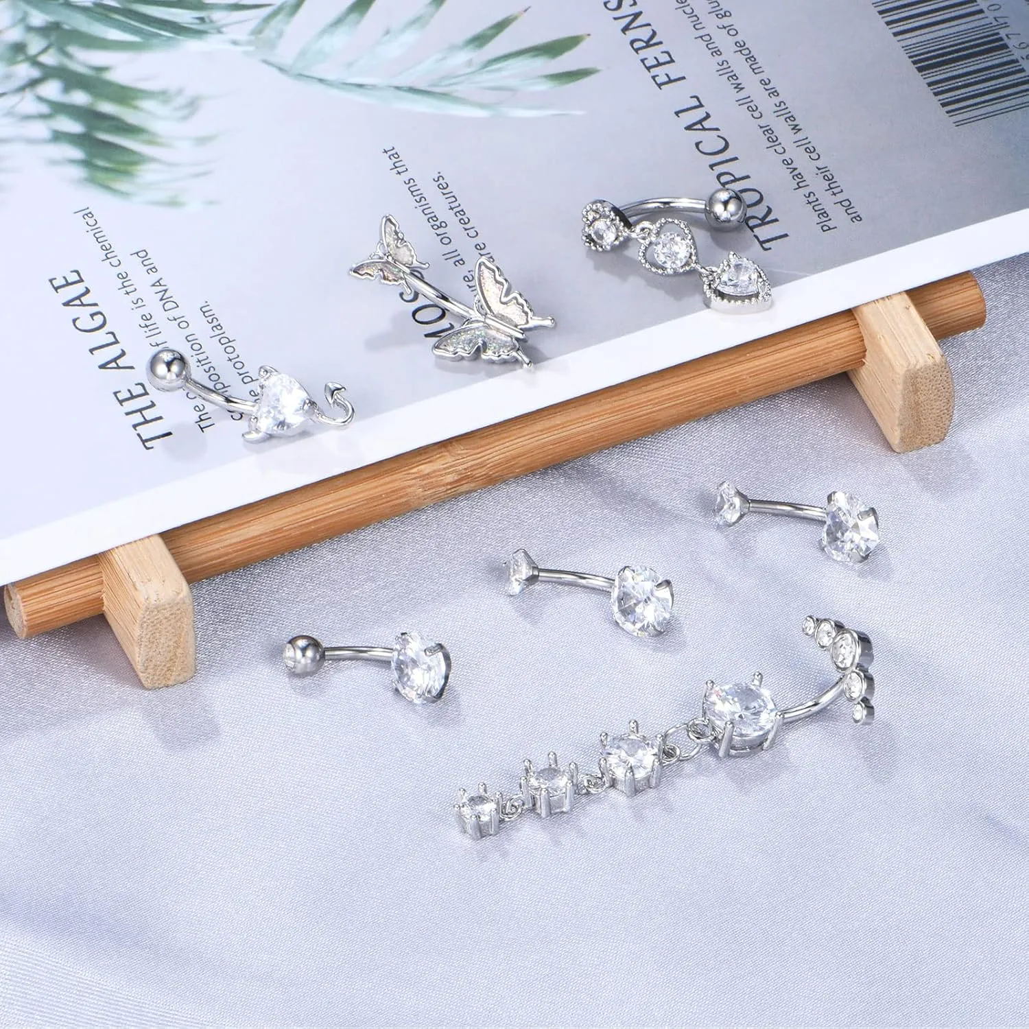Anicina Belly Button Rings 14G Diamond CZ Belly Rings Surgical Stainless Steel Navel Rings Butterfly Heart Devil Belly Button Piercing Jewelry for Women
