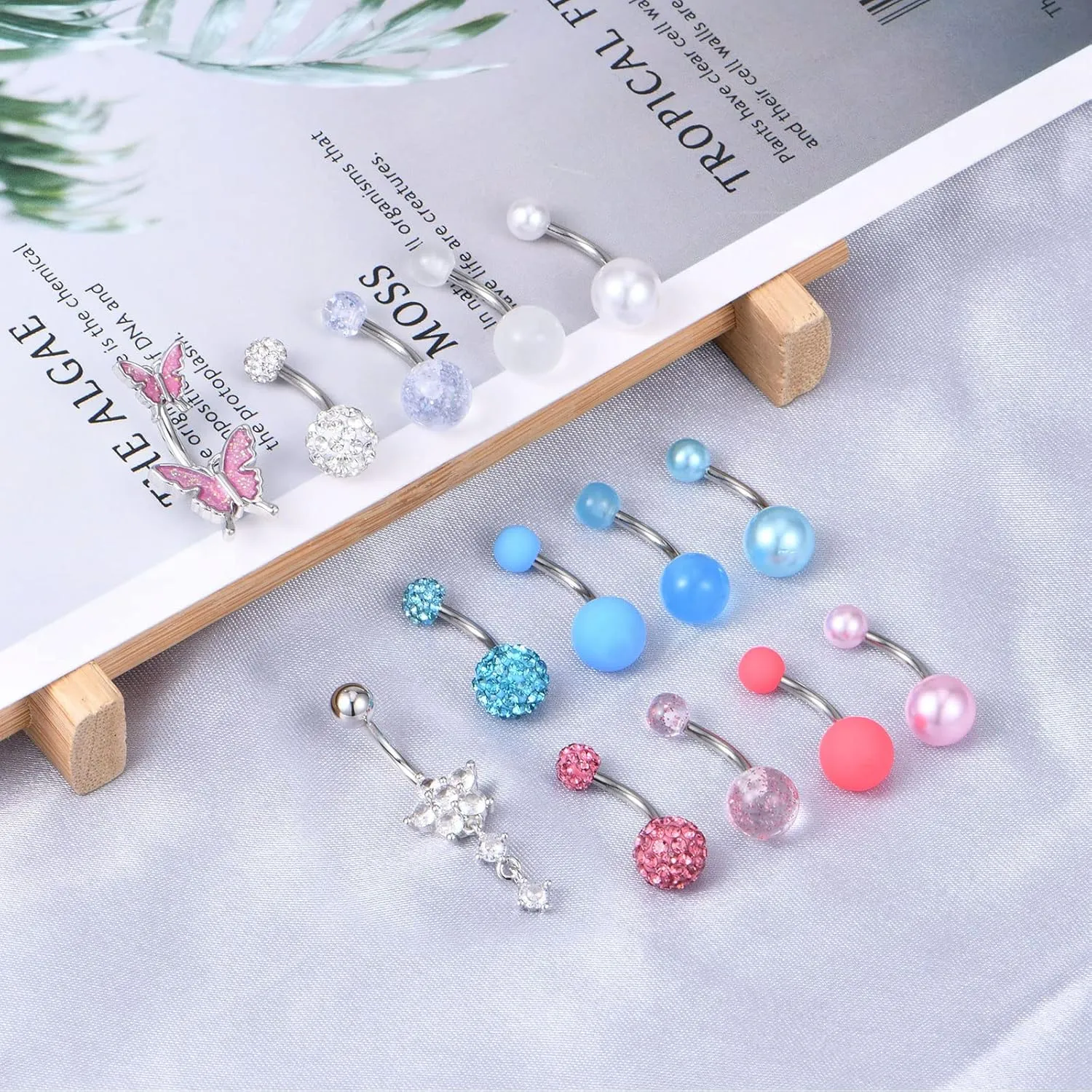 Anicina Belly Button Rings 14G Diamond CZ Belly Rings Surgical Stainless Steel Navel Rings Butterfly Heart Devil Belly Button Piercing Jewelry for Women