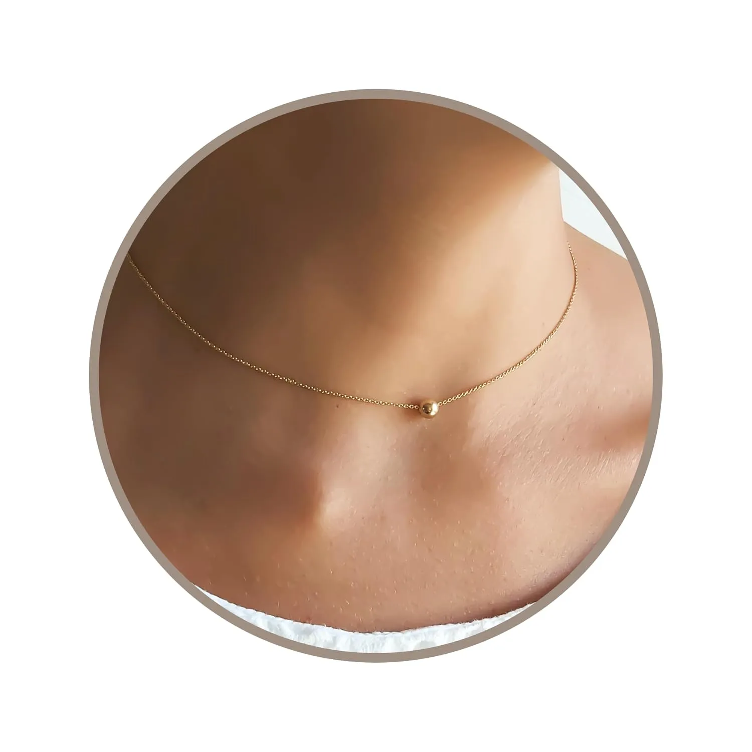 Annika Bella Ball Bead Choker, Adjustable Length Necklace 13-16 Inches, Everyday Gold Necklaces, Dainty Jewelry for Women (Gold)