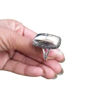 ArtisanJewelrydesign Hematite Jewelry, 925 Silver Ring, Hematite Rings For Women, Boho Jewelry, Stackable Rings, Rectangle Gemstone Rings, Bezel Setting Ring, Healing Ring, Gift For Girl
