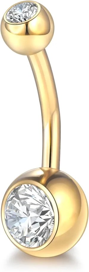 Aumeo Titanium Belly Button Rings 14G Belly Piercing Jewelry Internally Threaded Belly Button Rings