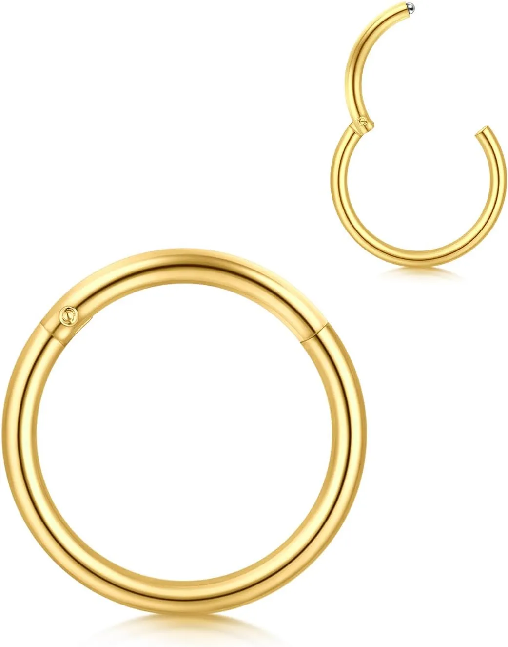 AVYRING Hypoallergenic Nose Rings 316L Surgical Steel Silver Gold Nose Hoops 18g 20g 16g Septum Ring Hinged Clickers Seamless Helix Cartilage Conch Earrings Hoop for Women Men 6mm 7mm 8mm