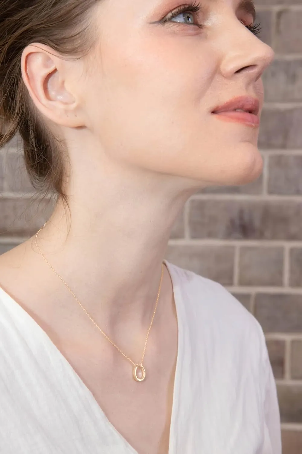 B. BRILLIANT Horseshoe Necklace for Women Men, Layered Necklace, Short Minimalist Dainty Choker Charm Chain Necklace Sterling Silver, Gold or Rose Gold