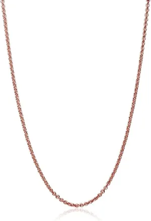 B. BRILLIANT Sterling Silver, Yellow Gold or Rose Gold Flashed .925 Silver 1mm Thin Cable Rolo Chain Necklace for Women Men, 14-36 Inches