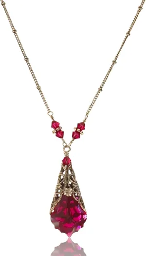 Baroque Crystal Filigree Pendant Necklace with Womens Jewelry Gift Box for Holidays