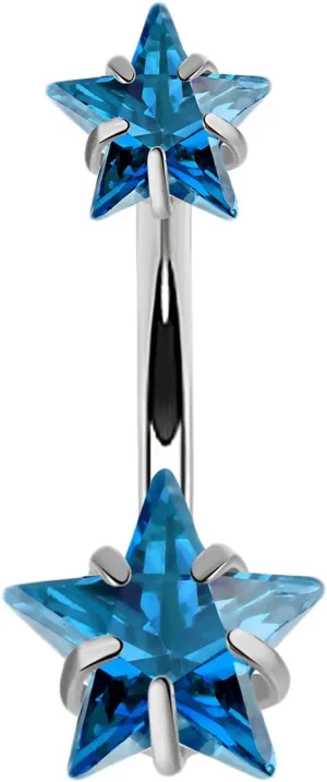 Belly Button Rings Stainless Steel, Body Piercing Rings Surgical Steel Stars Shaped with Cubic Zirconia