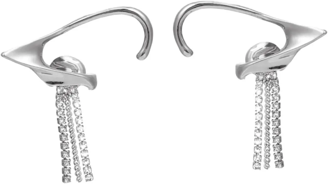 BESTYASH 1Pair Fashionable Rhinestone Ear Cuff for Women Non Piercing Ear Clip with Tassel Design Jewelry for Parties Everyday Wear present for Women