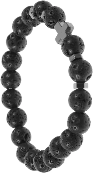 BESTYASH Cross Beads Bracelet for Men and Women Stretchable Prayer Beads Bracelet Chic Catholic Accessory for Daily Wear Versatile Lava Present for Any Occasion