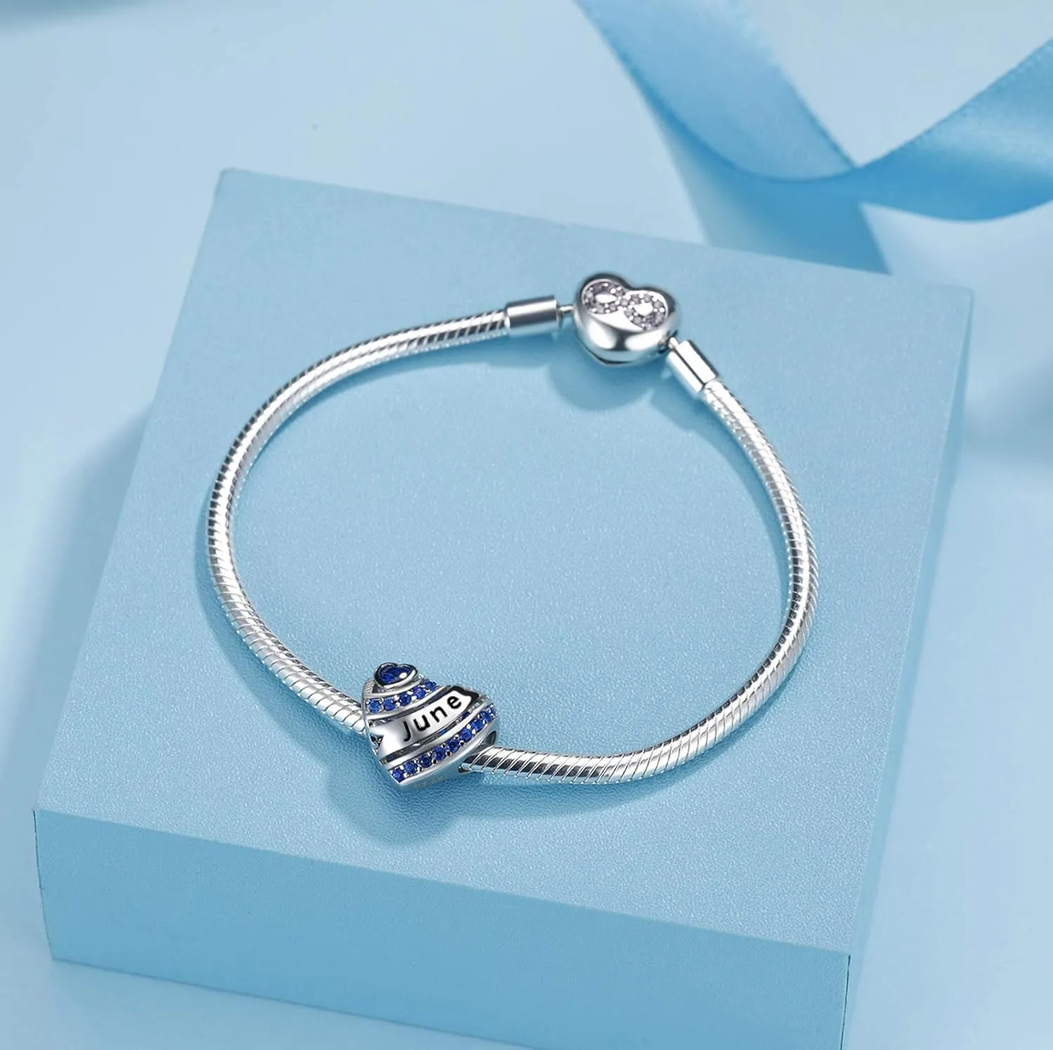Birthstone Heart Charms for Charms Bracelet-925 Sterling Silver Love Heart Bead Charms for Bracelets and Necklaces, Birthday Gifts for Women.
