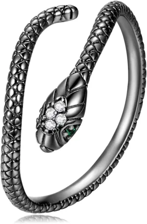 BISAER Snake Ring Adjustable Rings For Women 925 Sterling Silver Evil Eye Rings Gothic Vintage Octopus Dragonfly Moon Cat Stackable Ring For Women
