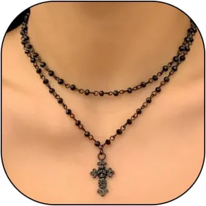 Black Layered Stackable Cross Pendant Necklace for Women Gothic Beaded Star Pendant Choker Necklace Fashionable Punk Party Bar Jewelry Gifts