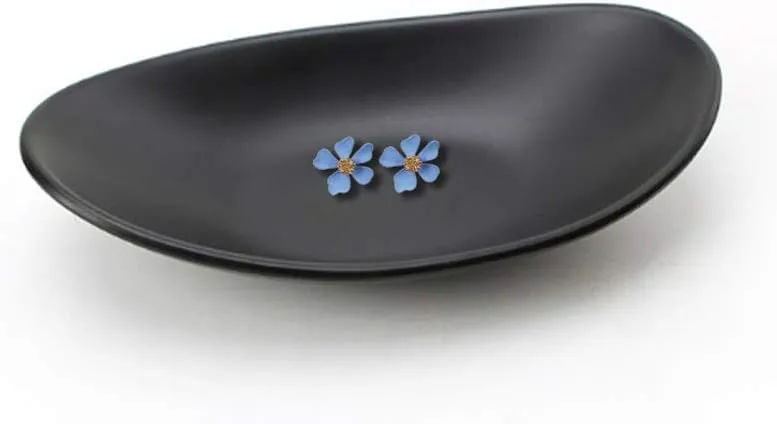 Black Ring Dish Centerpiece Jewelry Tray Key Tray Organizer for entryway, Dresser Decor Key Dish Jewelry Bowl Decorative Dish (Oval)