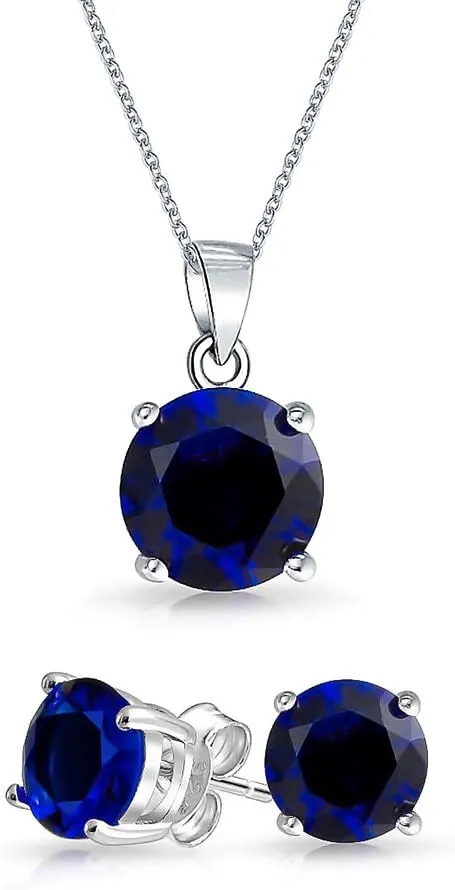 Bling Jewelry 1.5CTW AAA Cubic Zirconia Simulated Colors Birthstone Gemstone Classic Round Brilliant Cut CZ Solitaire Pendant For Women Teen .925 Sterling Silver