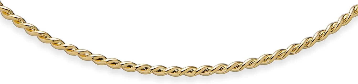 Bling Jewelry Slender Simple Slider Modern Choker V Shape Twist Braid Rope Collar Necklace For Women Teens Polished 14K Yellow Gold Plated