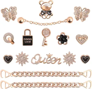Bling Shoe Charms For Croc Shoe Sandals Bracelet Wristband,Fashion Crystal Rhinestone Shoe Decoration Pins for Women Girls Kids Party Favors Birthday Gifts