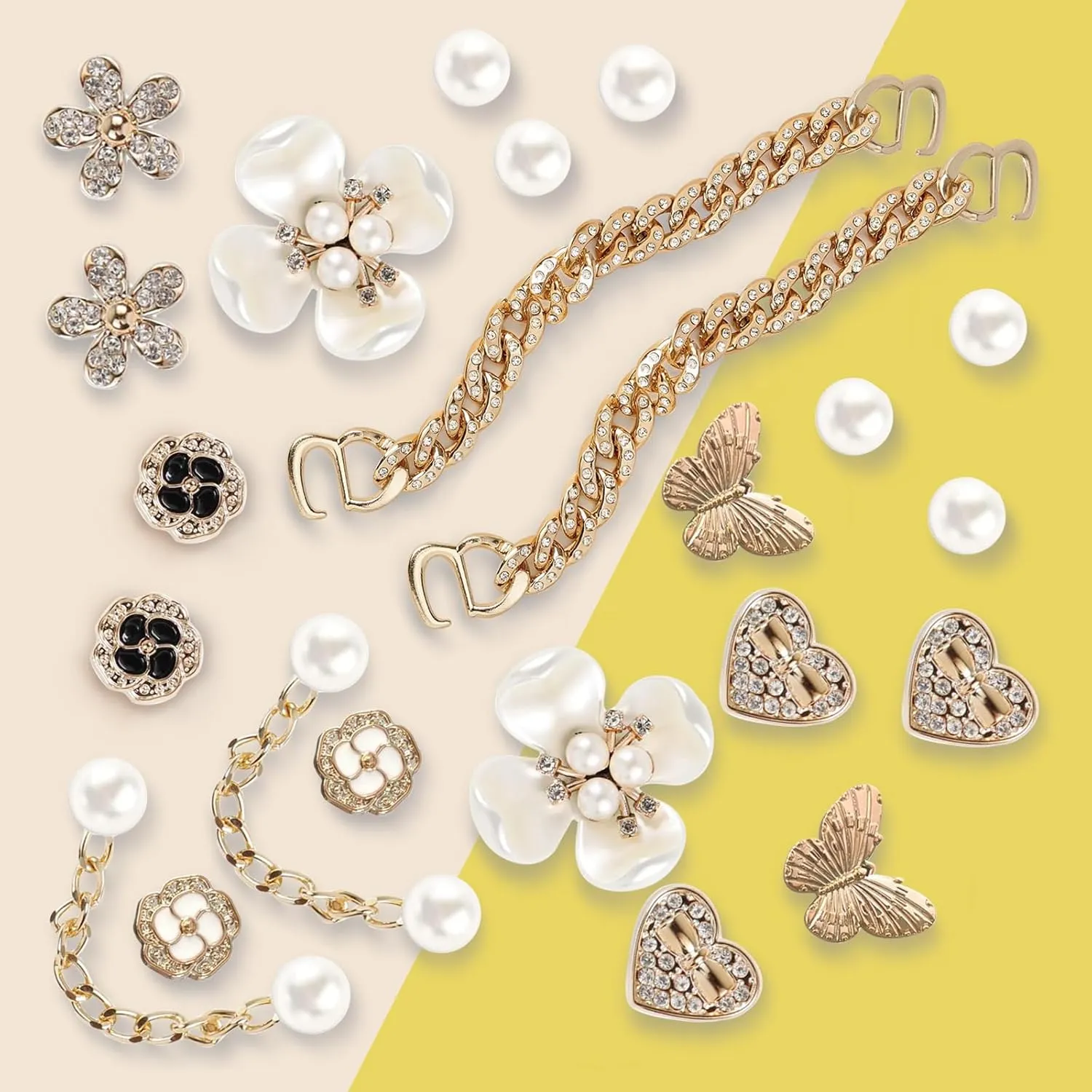 Bling Shoe Charms For Women, Floral Pearl Clog Shoe Decor, Butterfly Jewelry Accessories For Party Favors, Birthday Gifts.