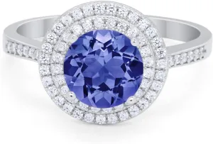 Blue Apple Co. Art Deco Halo Vintage Style Wedding Engagement Ring Round Cubic Zirconia 925 Sterling Silver