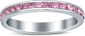 Blue Apple Co. Full Eternity Promise Wedding Stackable Band Bridal Ring Round Cubic Zirconia 925 Sterling Silver