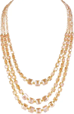 Bocar Layered Statement Necklace for Women, 3 Layer Crystal Glass Beaded Strand Necklace Fashionable Jewelry, Handmade Jewelry for Women Party Gifts