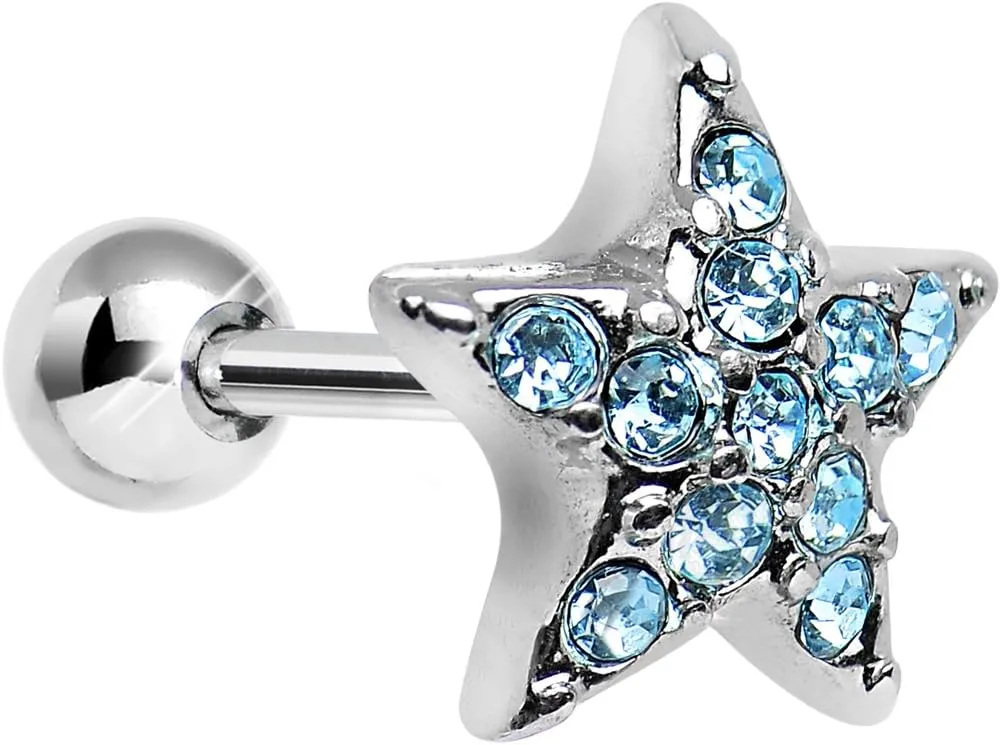 Body Candy 18 Gauge Brilliant Blue Feel Like a Star Cartilage Tragus Earring