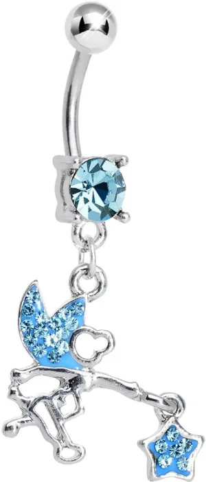 Body Candy Brilliant Blue Chasing a Star Fairy Dangle Belly Ring