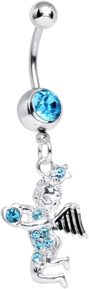 Body Candy Brilliant Blue Cherubic Angel Dangle Belly Ring