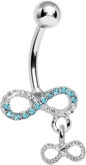 Body Candy Brilliant Blue Double Infinity Dangle Belly Ring