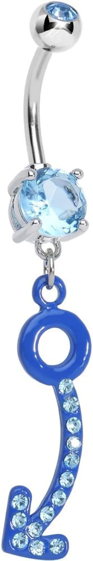 Body Candy Brilliant Blue Glamour Arrow Dangle Belly Ring
