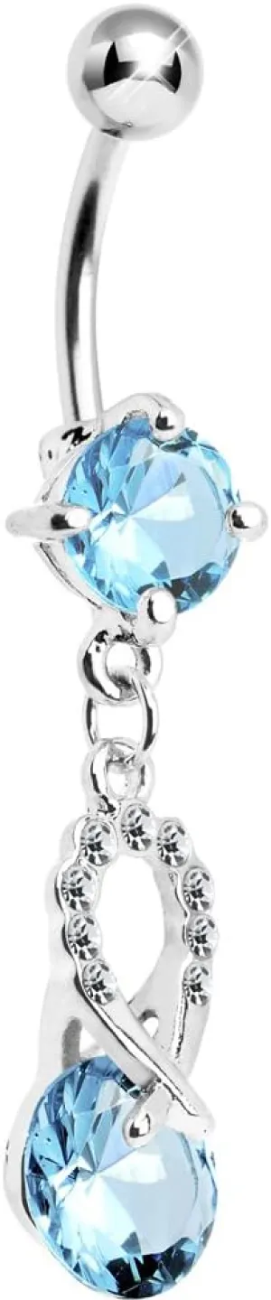 Body Candy Brilliant Blue Glimmer Drop Belly Ring