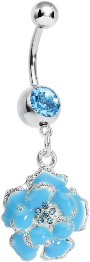 Body Candy Brilliant Blue Posy Flower Dangle Belly Ring