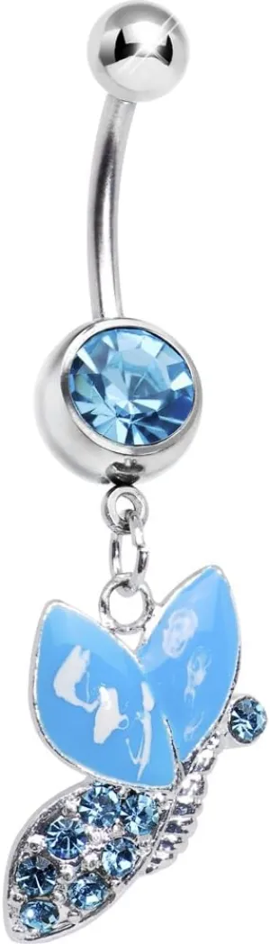 Body Candy Brilliant Blue Sideways Butterfly Belly Ring