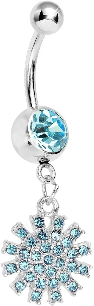 Body Candy Brilliant Blue Summertime Sunburst Dangle Belly Ring