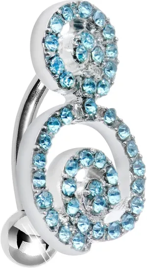 Body Candy Brilliant Blue Sweet Swirls Top Mount Belly Ring