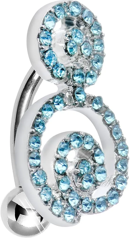 Body Candy Brilliant Blue Sweet Swirls Top Mount Belly Ring