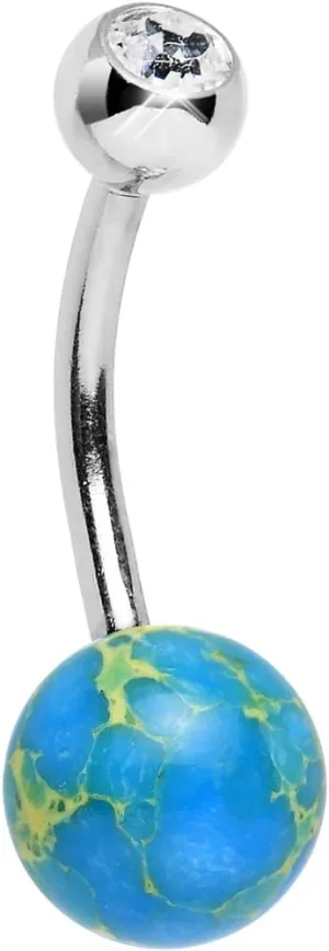 Body Candy Clear Sparkle Planetary Brilliant Blue Belly Button Ring