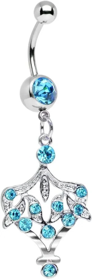 Body Candy Stainless Steel Brilliant Blue Grecian Vase Dangle Belly Ring