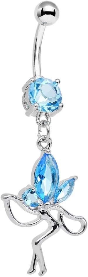 Body Candy Stainless Steel Brilliant Blue Meadow Fairy Dangle Belly Ring