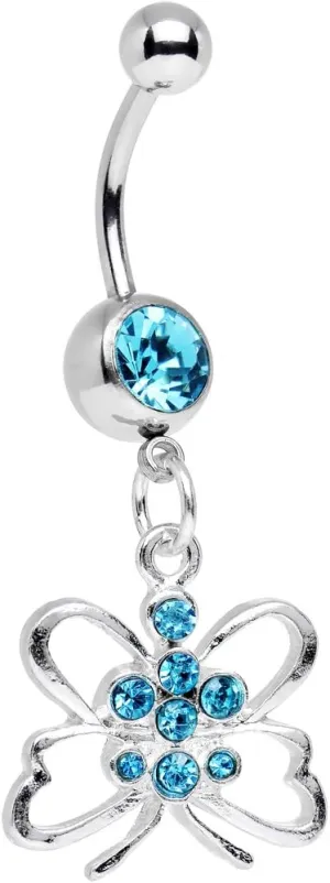 Body Candy Stainless Steel Brilliant Blue Reverse Butterfly Dangle Belly Ring