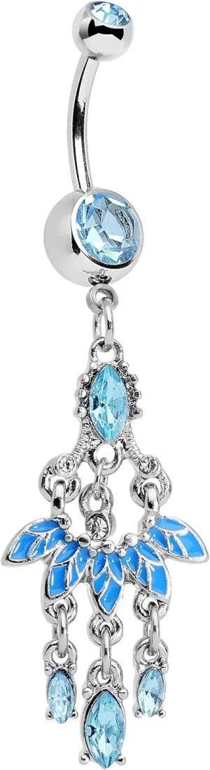 Body Candy Steel Brilliant Blue Accent Blue Belle of The Ball Fan Chandelier Belly Ring