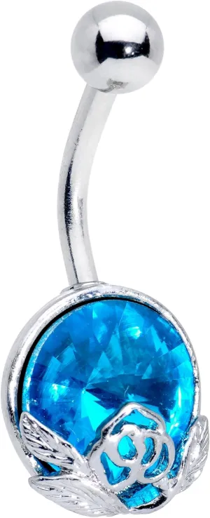 Body Candy Steel Brilliant Blue Accent Mother Earth Belly Button Ring