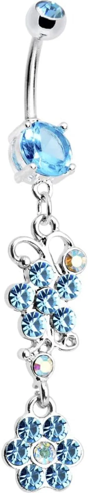 Body Candy Womens Brilliant Blue Blooming Beauty Dangle Belly Ring