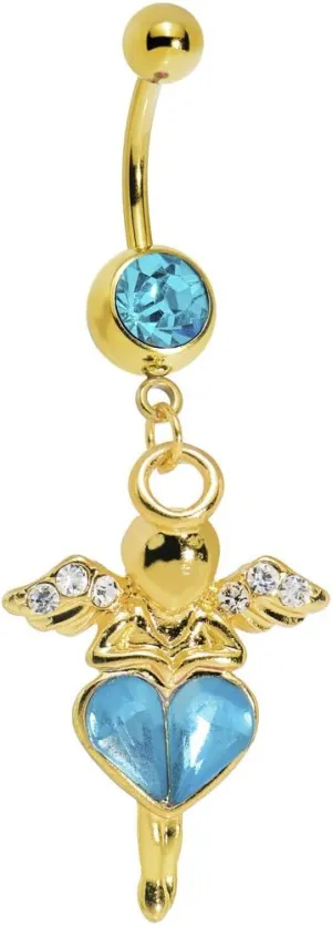 Body Candy Womens Brilliant Blue Heart of an Angel Belly Ring