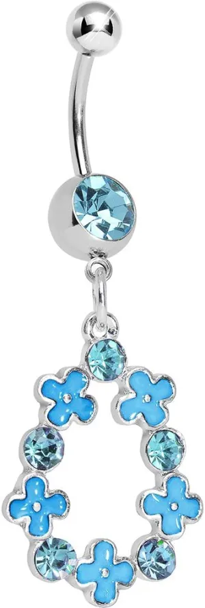 Body Candy Womens Brilliant Blue Hugs and Kisses Dangle Belly Ring