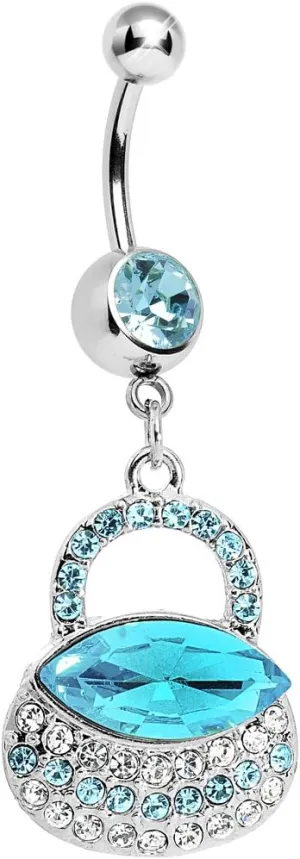 Body Candy Womens Brilliant Blue Pretty Purse Dangle Belly Ring