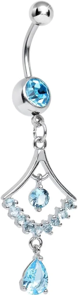 Body Candy Womens Brilliant Blue Transforming Teardrop Dangle Belly Ring