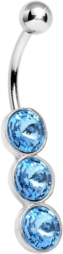 Body Candy Women's Brilliant Blue Triple Twinkling Drops Belly Button Ring